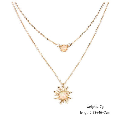 Simple Style Sun Alloy Inlay Opal Women'S Layered Necklaces