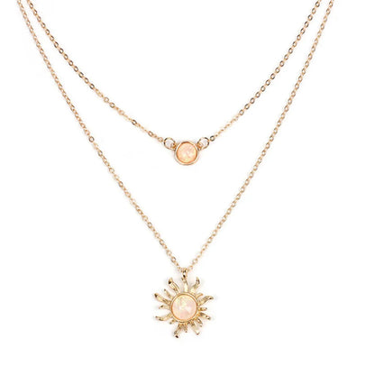 Simple Style Sun Alloy Inlay Opal Women'S Layered Necklaces