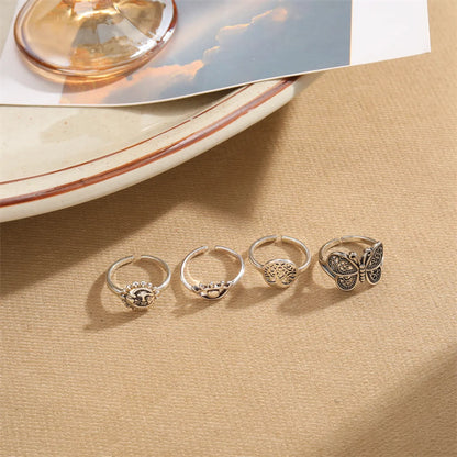 Simple Style Sun Butterfly Copper Asymmetrical Plating 14k Gold Plated Open Rings