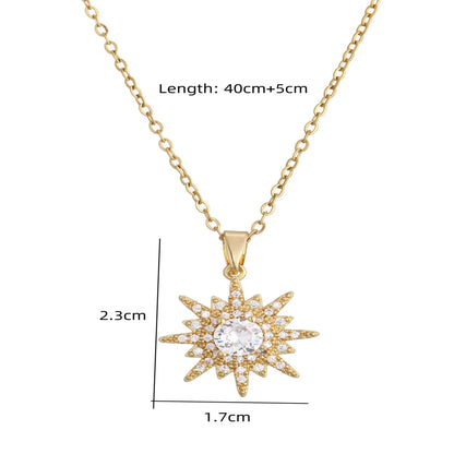 Simple Style Sun Copper Plating 18k Gold Plated Necklace