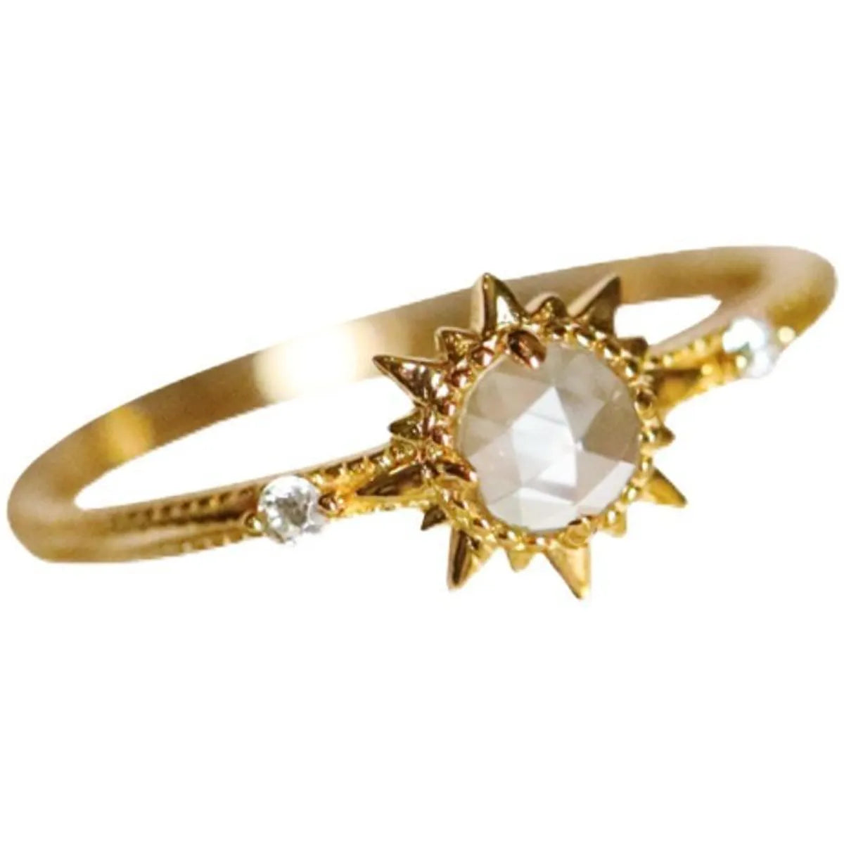 Simple Style Sun Copper Plating Inlay Gem Gold Plated Open Ring