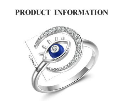 Simple Style Sun Devil's Eye Moon Sterling Silver Plating Inlay Zircon Open Rings