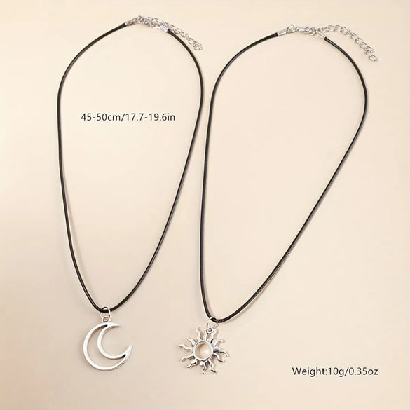 Simple Style Sun Moon Alloy Plating Couple Pendant Necklace