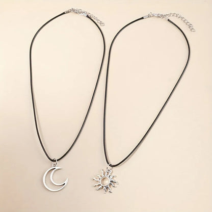 Simple Style Sun Moon Alloy Plating Couple Pendant Necklace