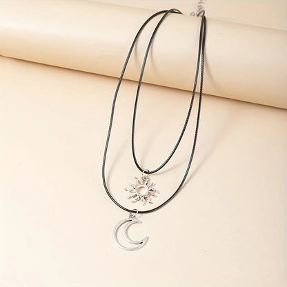 Simple Style Sun Moon Alloy Plating Couple Pendant Necklace