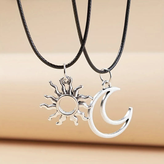 Simple Style Sun Moon Alloy Plating Couple Pendant Necklace