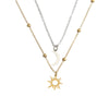 Wholesale Jewelry Simple Style Sun Moon 304 Stainless Steel 18K Gold Plated Double Layer Necklaces