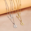 Wholesale Jewelry Simple Style Sun Moon 304 Stainless Steel 18K Gold Plated Double Layer Necklaces