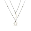 Wholesale Jewelry Simple Style Sun Moon 304 Stainless Steel 18K Gold Plated Double Layer Necklaces