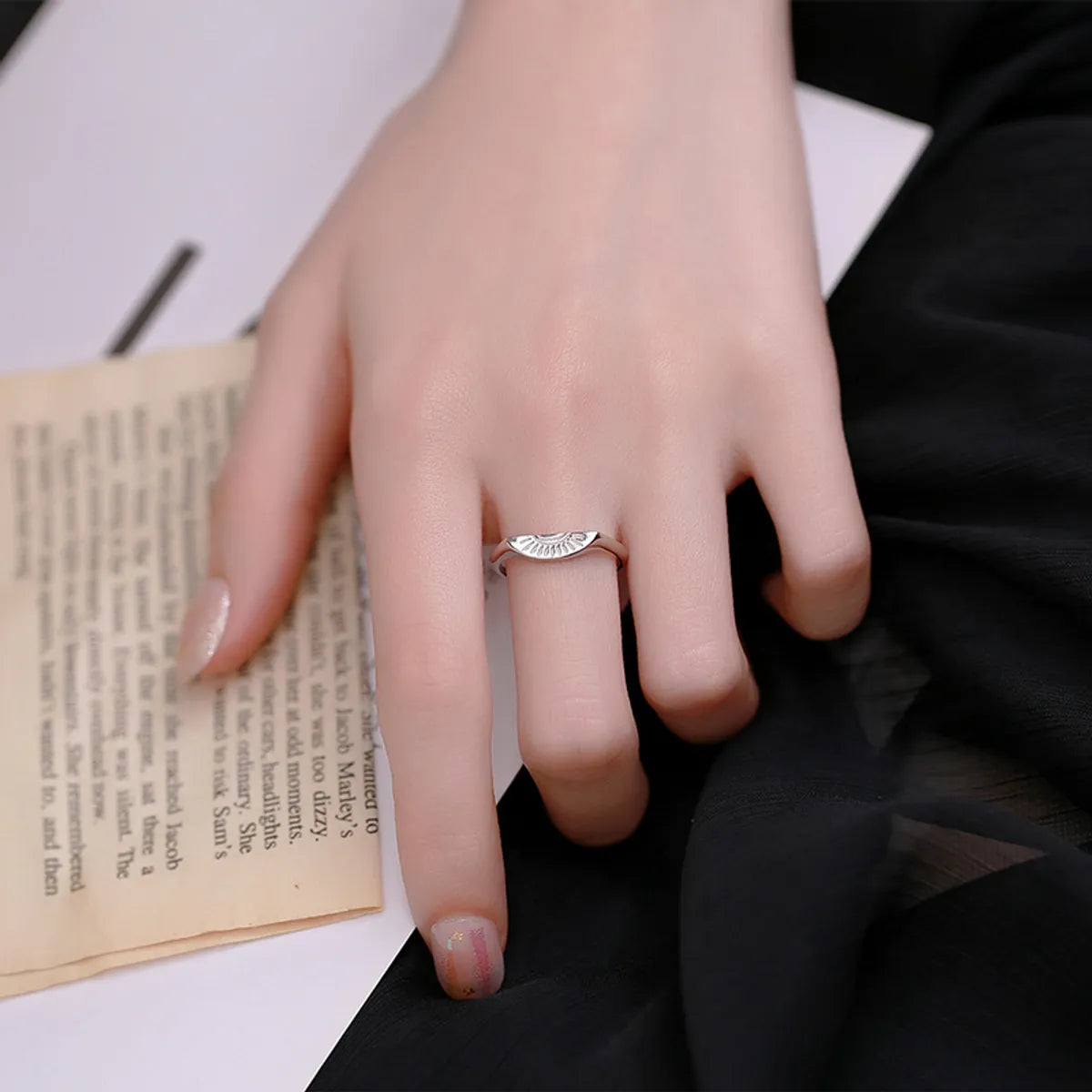 Simple Style Sun Moon Sterling Silver Plating Open Rings