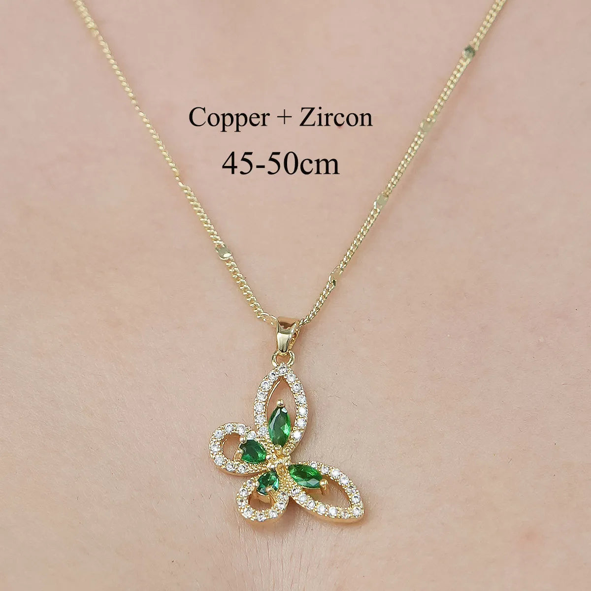 Copper Simple Style Plating Inlay Snake Sun Butterfly Zircon Pendant Necklace