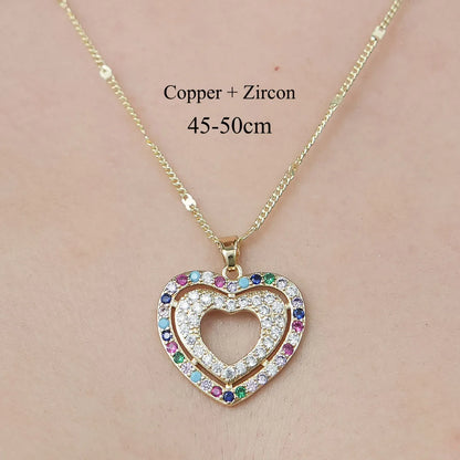 Copper Simple Style Plating Inlay Snake Sun Butterfly Zircon Pendant Necklace