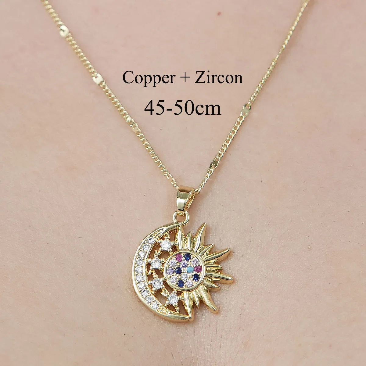 Copper Simple Style Plating Inlay Snake Sun Butterfly Zircon Pendant Necklace