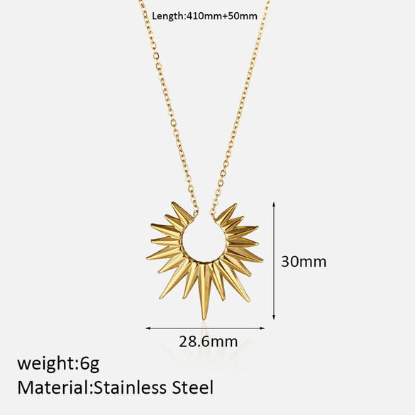 304 Stainless Steel Simple Style Polishing Plating Sun Pendant Necklace