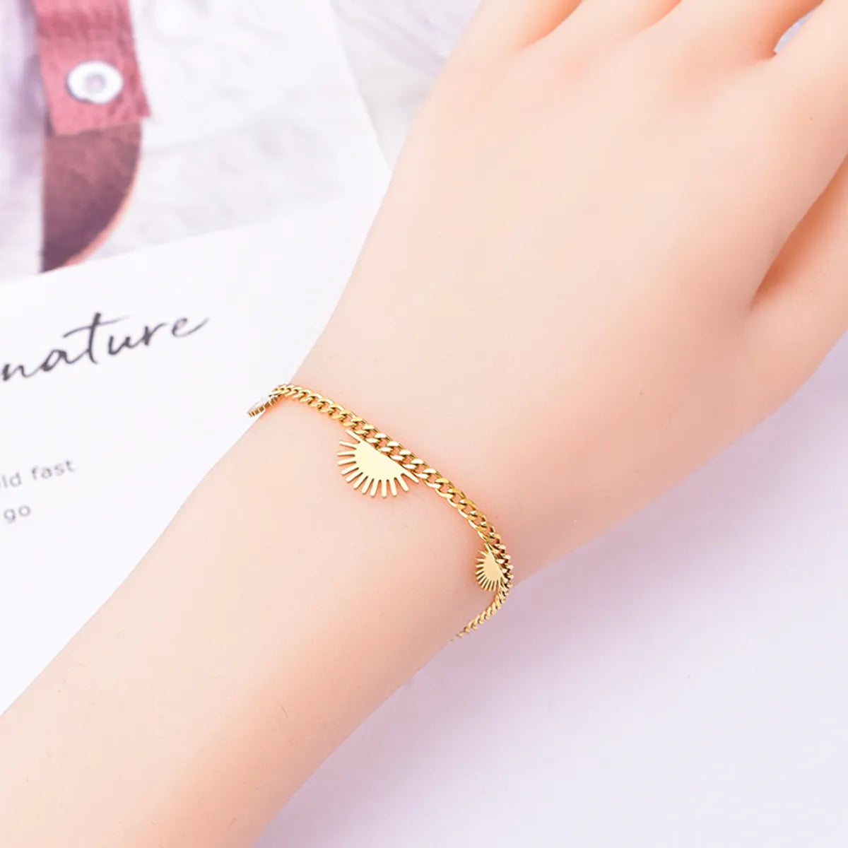 Simple Style Sun Titanium Steel Irregular Plating Bracelets Necklace