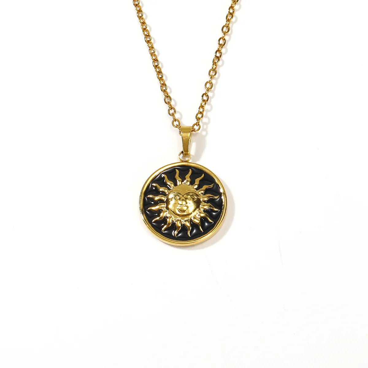 Simple Style Sun Titanium Steel Plating Gold Plated Pendant Necklace