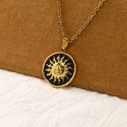 Simple Style Sun Titanium Steel Plating Gold Plated Pendant Necklace