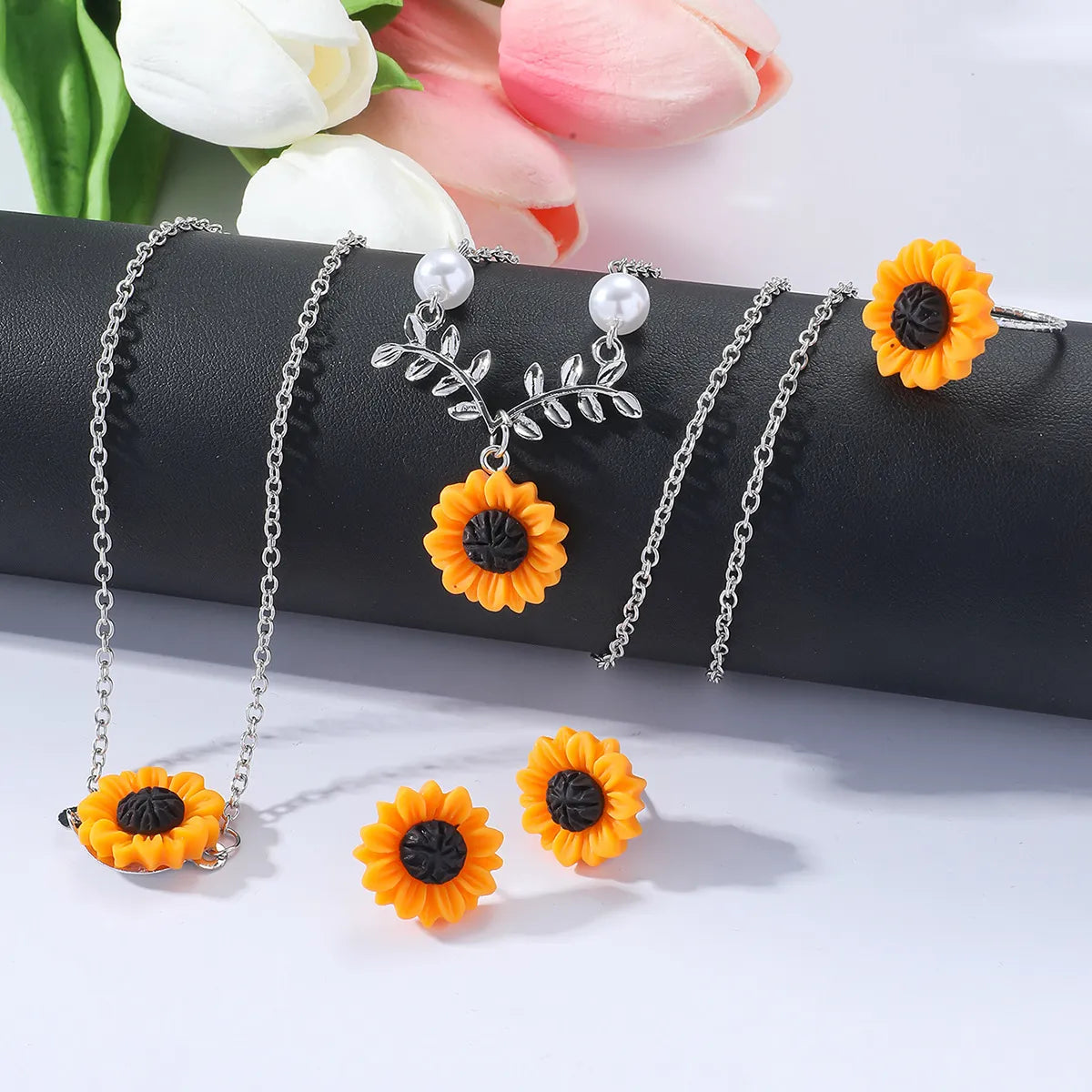 Simple Style Sunflower Alloy Glass Plating Women'S Jewelry Set