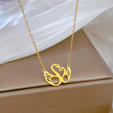 Simple Style Swan Titanium Steel Plating Hollow Out Necklace 1 Piece