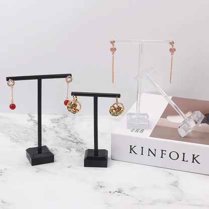 Simple Style T Shape Arylic Metal Jewelry Rack