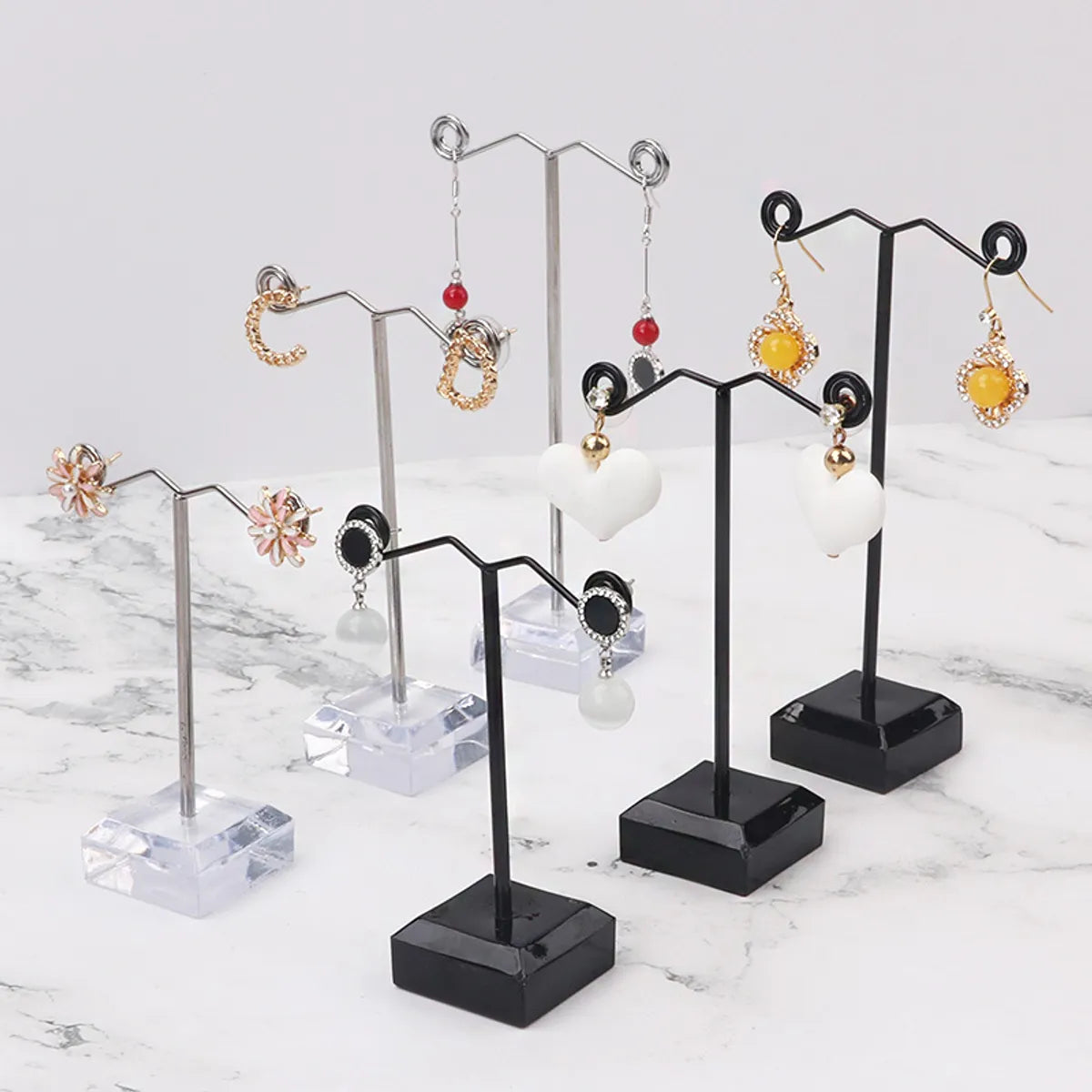 Simple Style T Shape Arylic Metal Jewelry Rack