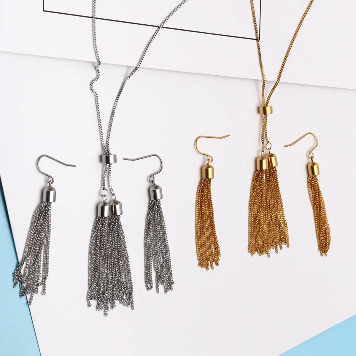 Simple Style Tassel Titanium Steel Plating Jewelry Set 2 Pieces