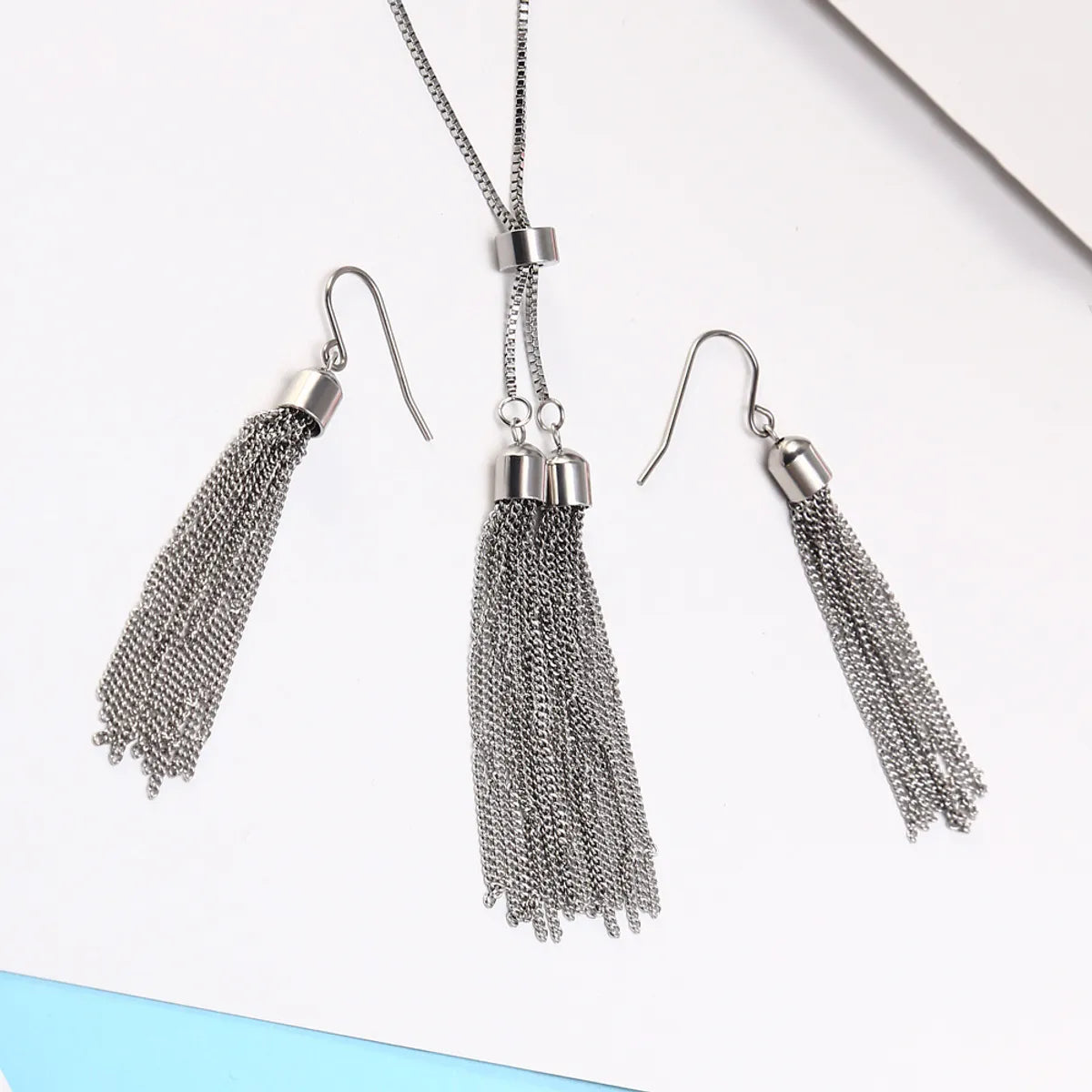 Simple Style Tassel Titanium Steel Plating Jewelry Set 2 Pieces