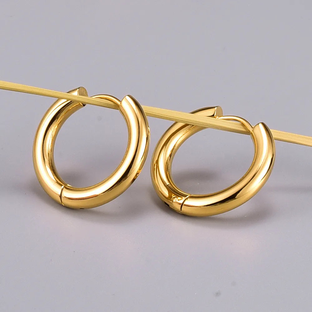 Simple Style Plating 304 Stainless Steel Titanium Steel 18K Gold Plated Earrings