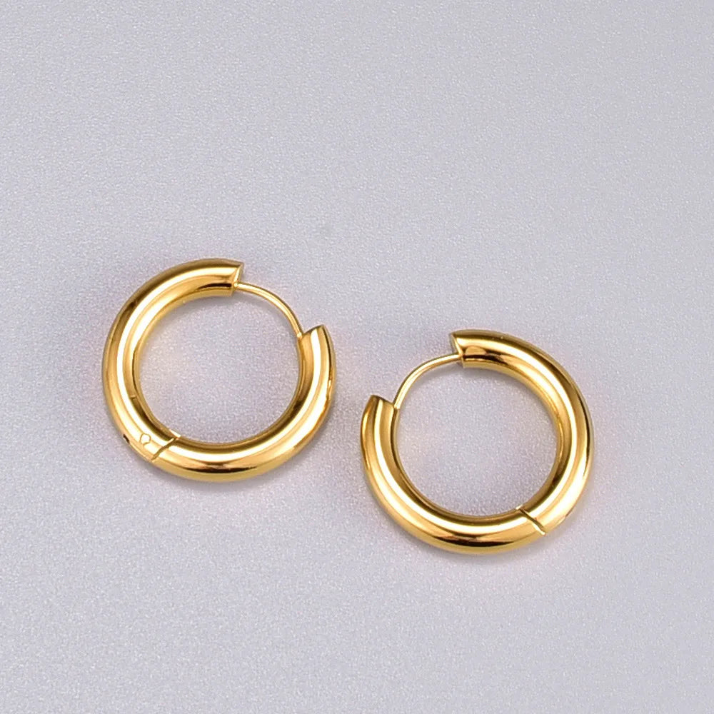 Simple Style Plating 304 Stainless Steel Titanium Steel 18K Gold Plated Earrings