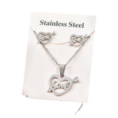 Simple Style Tortoise Star Heart Shape Stainless Steel Hollow Out Earrings Necklace 1 Set