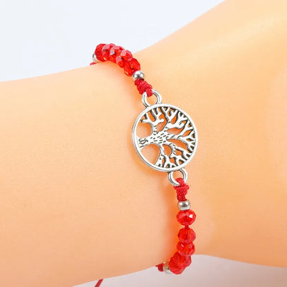 Simple Style Tree Artificial Crystal Alloy Beaded Unisex Drawstring Bracelets