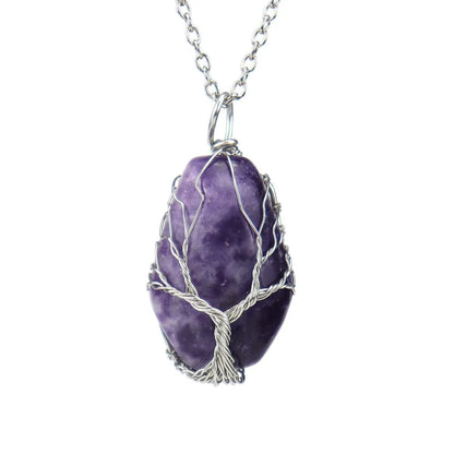 Simple Style Tree Crystal Agate Ferroalloy Wholesale Pendant Necklace