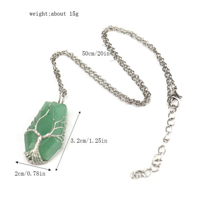 Simple Style Tree Crystal Agate Ferroalloy Wholesale Pendant Necklace