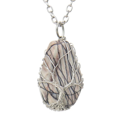 Simple Style Tree Crystal Agate Ferroalloy Wholesale Pendant Necklace