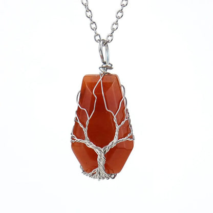 Simple Style Tree Crystal Agate Ferroalloy Wholesale Pendant Necklace