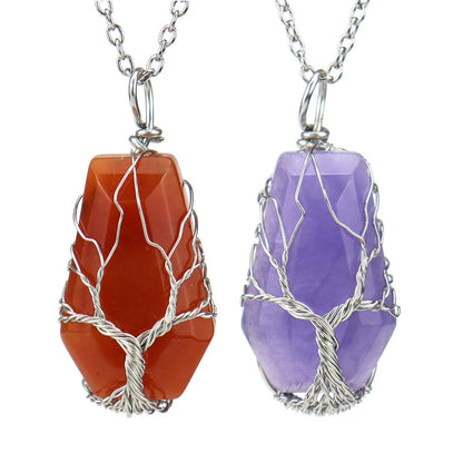 Simple Style Tree Crystal Agate Ferroalloy Wholesale Pendant Necklace