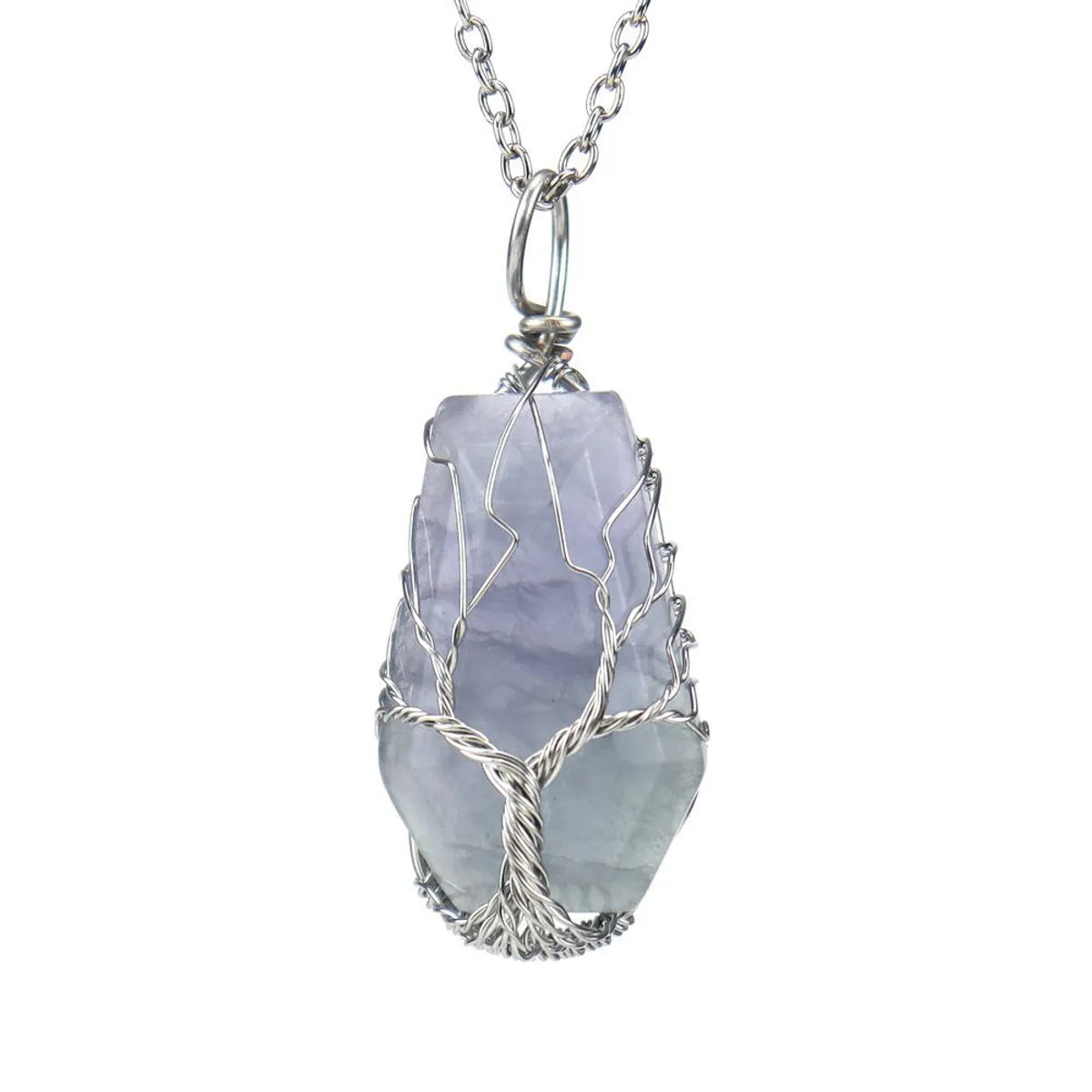 Simple Style Tree Crystal Agate Ferroalloy Wholesale Pendant Necklace