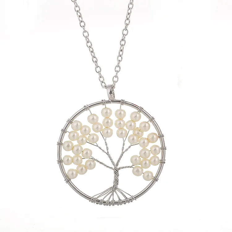 Simple Style Tree Imitation Pearl Alloy Wholesale Pendant Necklace