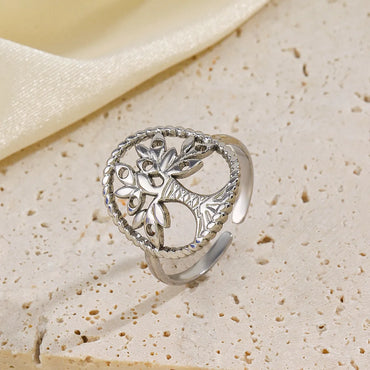 Simple Style Tree Stainless Steel Plating 18k Gold Plated Open Rings