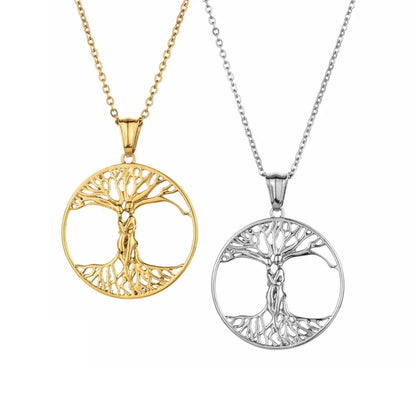 Simple Style Tree Stainless Steel Plating Gold Plated Pendant Necklace