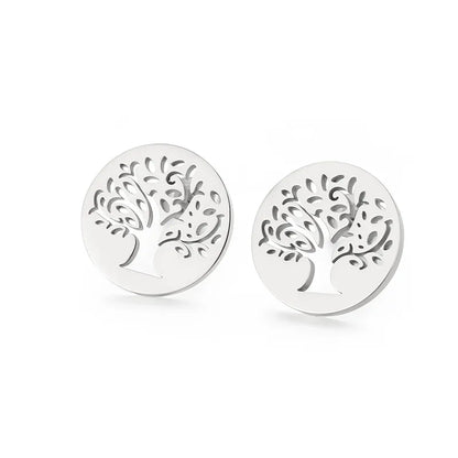 1 Pair Simple Style Tree Plating Titanium Steel Ear Studs