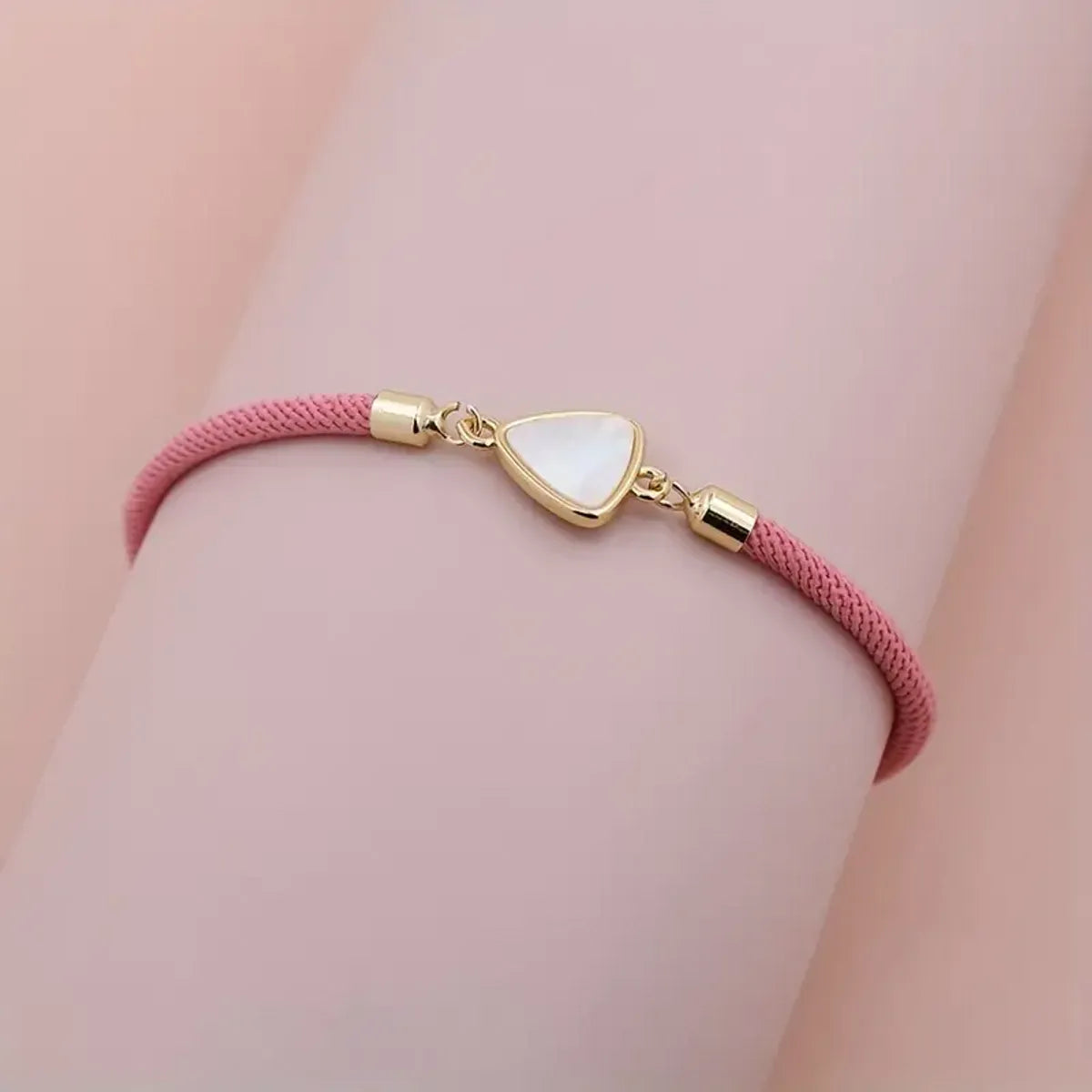 Simple Style Triangle Copper 18k Gold Plated Zircon Drawstring Bracelets In Bulk