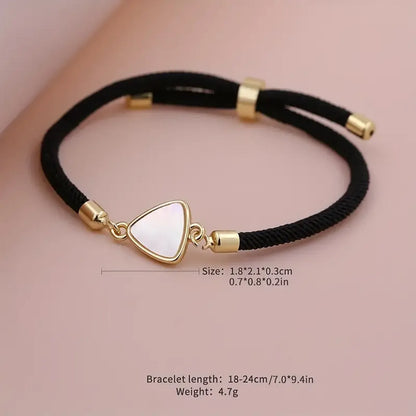 Simple Style Triangle Copper 18k Gold Plated Zircon Drawstring Bracelets In Bulk