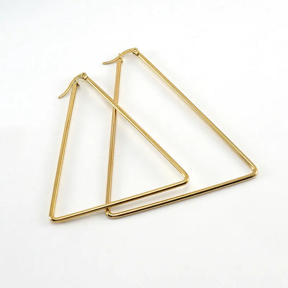 Simple Style Triangle Geometric Stainless Steel Earrings Polishing Stainless Steel Earrings