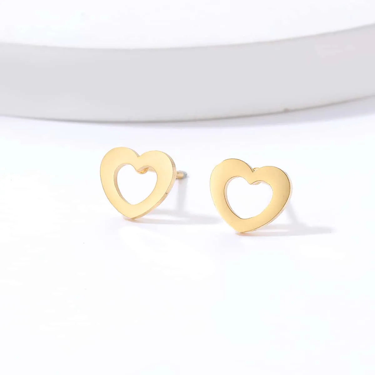 Simple Style Triangle Heart Shape Flower Plating Steel Ear Studs