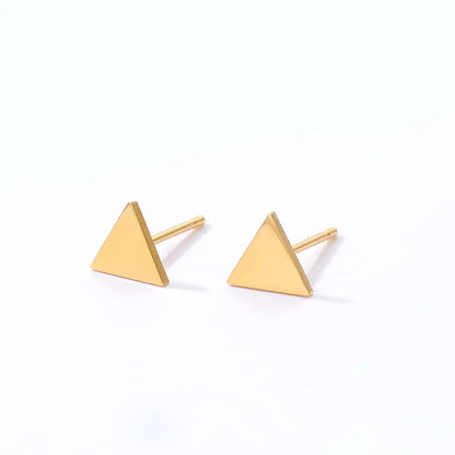 Simple Style Triangle Heart Shape Flower Plating Steel Ear Studs