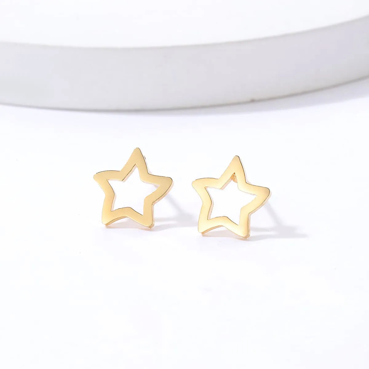 Simple Style Triangle Heart Shape Flower Plating Steel Ear Studs