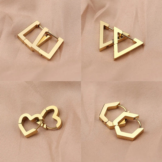 Simple Style Triangle Hexagon Titanium Steel Plating Drop Earrings 1 Pair