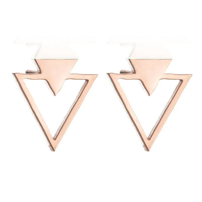 Simple Style Triangle Stainless Steel Plating Hollow Out Ear Studs 1 Pair