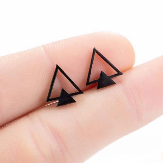 Simple Style Triangle Stainless Steel Plating Hollow Out Ear Studs 1 Pair